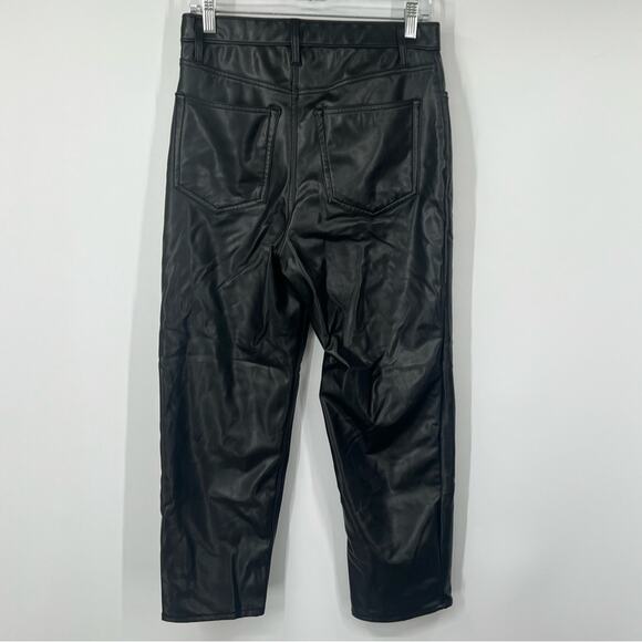 Abercrombie & Fitch The Ankle Straight Pants Ultra High Rise Vegan Leather Black - Picture 5 of 7